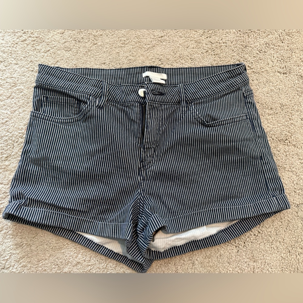 H&M Navy and White Striped Shorts